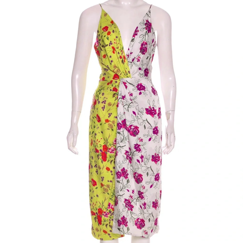 DELFI COLLECTIVE Anthropologie Frankie Floral-Printed Dress SILK cottagecore